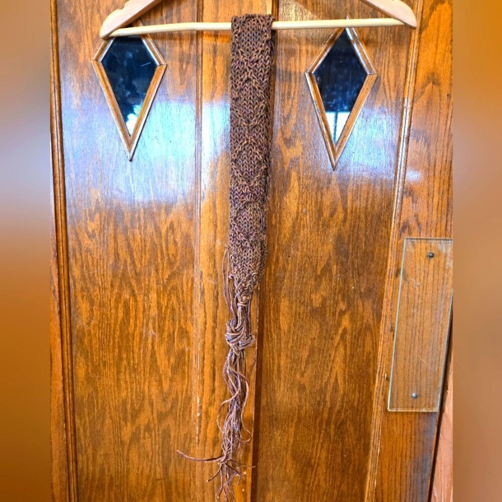 Vintage Woven Leather Belt with Fringe - Picture 3 of 6